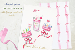 Mahjong Pink Cocktails Watercolor DIY clipart Product Image 4