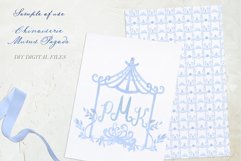 Chinoiserie Mums Pagoda Blue Toile. DIY Digital paper Product Image 4