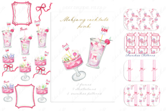 Mahjong Pink Cocktails Watercolor DIY clipart Product Image 5