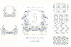 Grey Blue Heron Wedding Watercolor Family Crest DIY Product Image 4