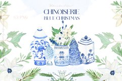 Blue Christmas Chinoiseries Watercolor Clipart Product Image 8