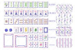Mahjong Set PNG Watercolor DIY clipart Chinoiserie Product Image 4