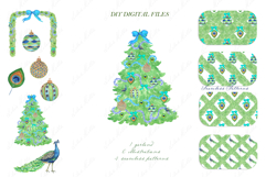 Peacock Christmas Tree Clipart Product Image 1