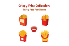 Crispy Fries Collection Tasty Fast Food Icons Product Image 1