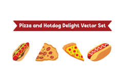Pizza and Hotdog Delight Fast Food Vector Set Product Image 1