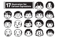 17 Illustration Set Cartoon Expressions Product Image 1