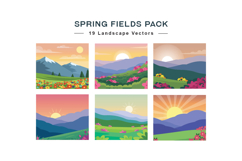 19 Spring Fields Landscape Vector Pack Product Image 1