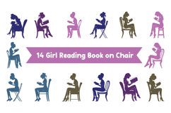 14 Girl Reading a Book on Chair Product Image 2