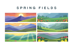 19 Spring Fields Landscape Vector Pack Product Image 3