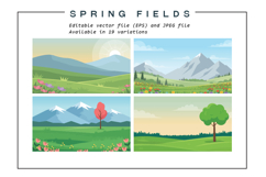 19 Spring Fields Landscape Vector Pack Product Image 2