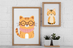5 Cute Smiling Cats Illustration Set Product Image 4
