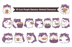 15 Cute Purple Hamster Mouse Animal Character Product Image 1