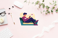 12 Young Men Spend Time on Phone Product Image 2