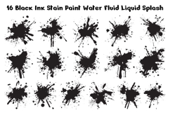 16 Black Ink Stain Paint Water Fluid Liquid Splash Product Image 1