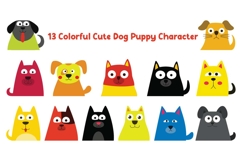 13 Colorful Cute Dog Puppy Animal Character Product Image 1