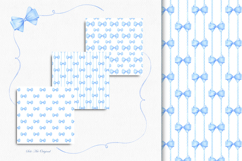 Coquette bow Digital paper Blue bows Seamless Patterns Product Image 3