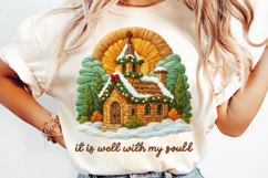 Punch Needle Christmas Church Sublimation, Christmas Png Product Image 2