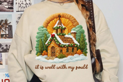 Punch Needle Christmas Church Sublimation, Christmas Png Product Image 3