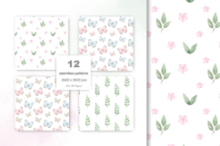 Simple Floral Seamless Patterns Butterfly backgrounds Product Image 3