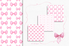 Pink bows Digital paper Coquette bow Seamless Patterns Product Image 4