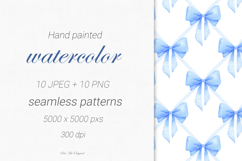 Coquette bow Digital paper Blue bows Seamless Patterns Product Image 2