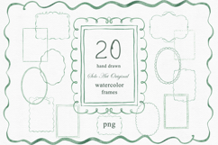 Hand-Drawn Whimsical Frames Clipart Wavy Watercolor Green Product Image 1