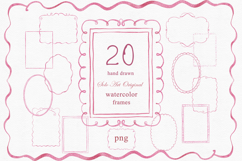 Wavy Watercolor Whimsical Frames Clipart Pink PNG Product Image 1