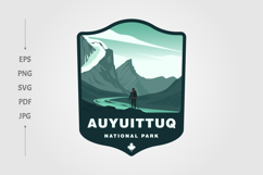 Auyuittuq National Park vintage travel logo patch design Product Image 1