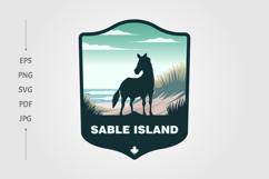 silhouette of horse at sable island vintage logo vector Product Image 1