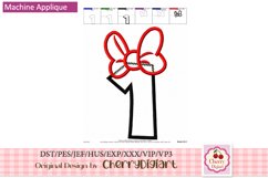 Girl bow Numbers machine embroidery bundle 1592B Product Image 7
