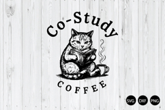 Co-Study Coffee SVG, Funny Cat SVG, Reading Quote SVG Product Image 1