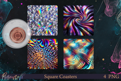 Holographic Square Coasters | Sparkling Patterns Product Image 1