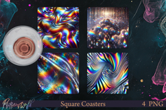 Holographic Square Coasters | Sparkling Designs Product Image 1