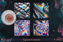 Holographic Square Coasters | Scales Product Image 1