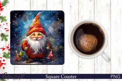 Christmas Square Coaster | Snowglobe | Cute Gnome Product Image 1