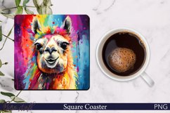 Llama Square Coaster | Farm Animal Design Product Image 1