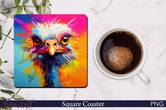 Ostrich Square Coaster | Farm Animal Design Product Image 1