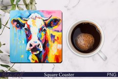 Cow Square Coaster | Farm Animal | Colorful Design Product Image 1