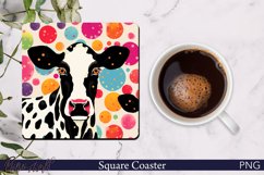 Cow Square Coaster | Farm Animal | Colorful PNG Product Image 1
