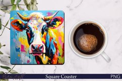 Cow Square Coaster | Farm Animal | Bright Colors Product Image 1