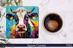 Cow Square Coaster | Farm Animal | Bright Colors Design Product Image 1