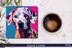 Dalmatian Square Coaster | Farm Animal | Bright Colors PNG Product Image 1