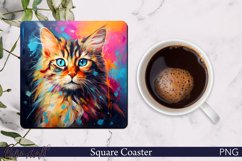 Cat Square Coaster | Farm Animal Design | Colorful Product Image 1