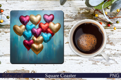 Love Square Coaster | heart balloons | Oil Paints PNG Product Image 1