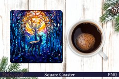 Christmas Square Coaster | Stained Glass Deer Product Image 1