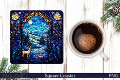 Christmas Square Coaster | Stained Glass | Winter Deer Product Image 1