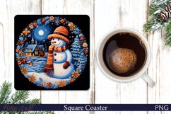 Christmas Square Coaster | Snowman PNG | Embroidery Product Image 1