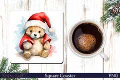 Christmas Square Coaster | Watercolor Bear PNG Product Image 1