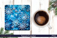 Christmas Square Coaster | Snowflakes Pattern PNG Product Image 1