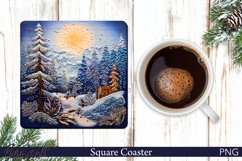 Christmas Square Coaster | Winter Landscape | Embroidery Product Image 1